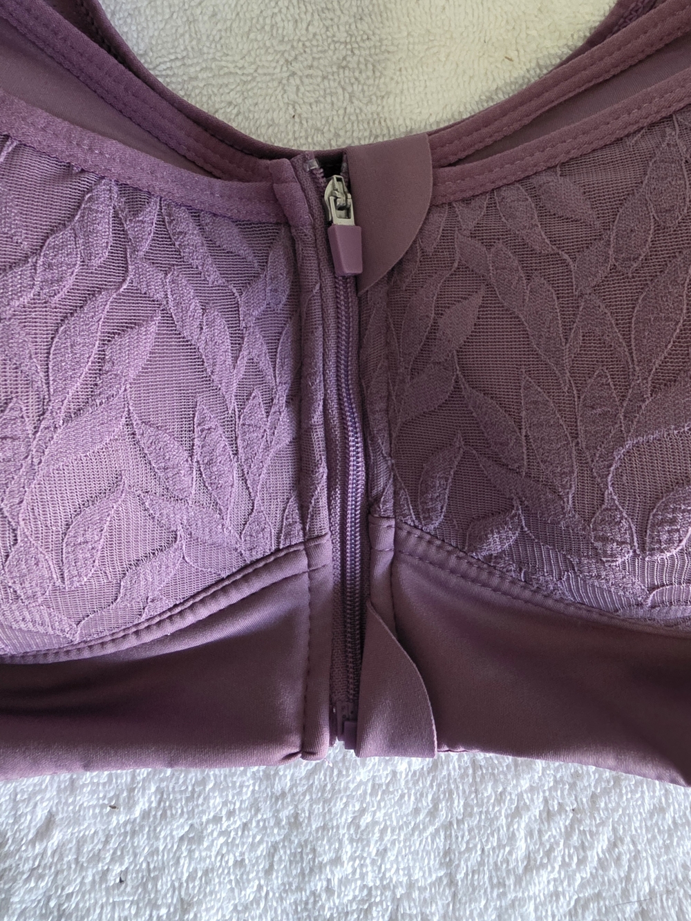 Front-Zip Lace Lift Bra - Dusty Mauve